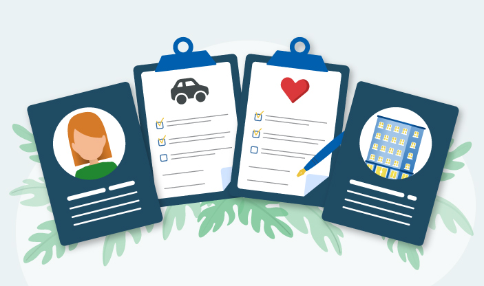 Illustrasjon av tjenestene for å søke heftelser, ektepakt og andre rettsstiftelser